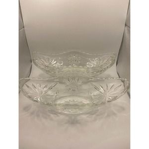 Vintage Anchor Hocking Star of David Banana Split Gondola Boat Dish Bowl Set